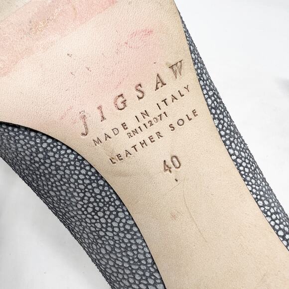 [Jigsaw] London Gray Spotted Print Round Toe Cone Shaped Heels Size 40 US 10 - Picture 9 of 10